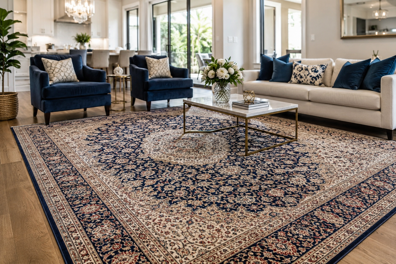 Beautiful clean rug in a modern living room